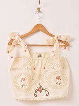 【2色展開】Emerald Motel フラワー刺繍 コットンレース キャミソール