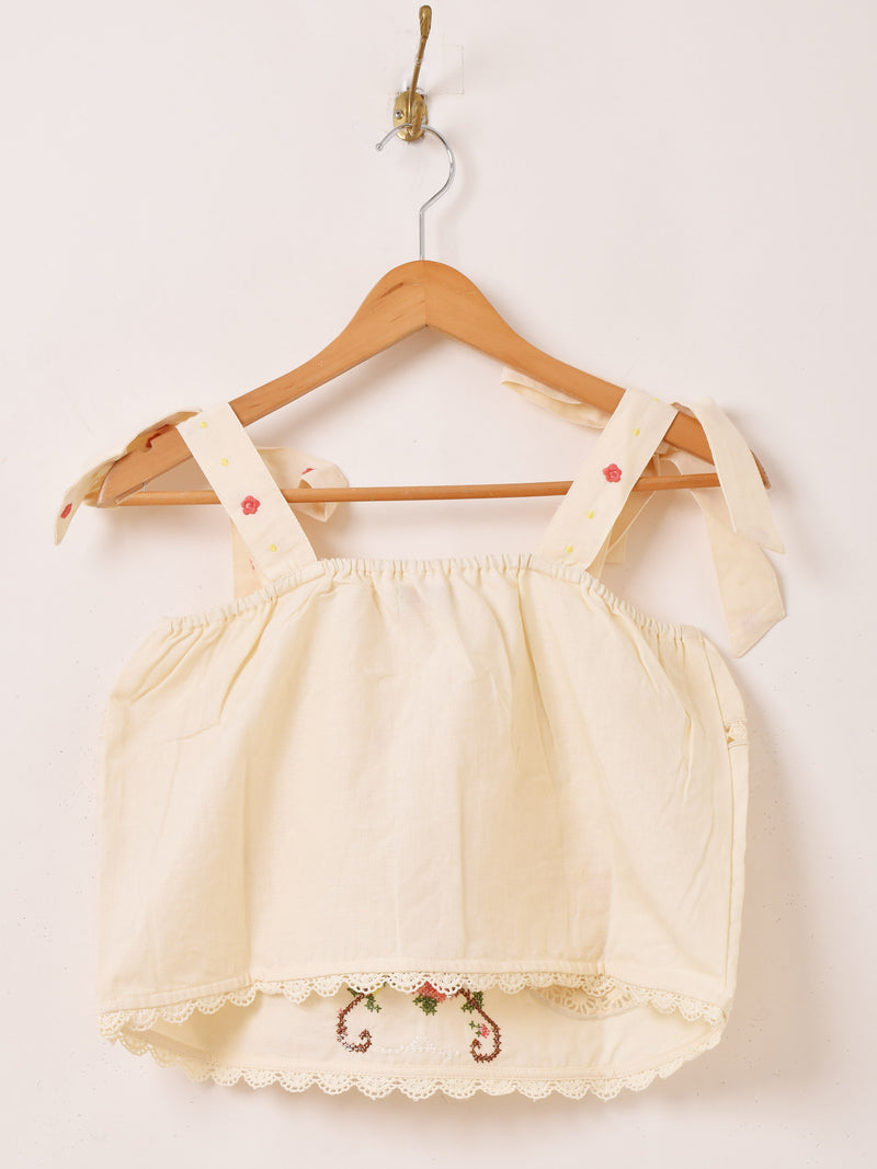 2色展開】Emerald Motel フラワー刺繍 コットンレース キャミソール