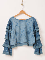 【3色展開】Emerald Motel エスニック刺繍 ラッフル 長袖ブラウス