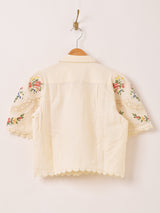 【2色展開】Emerald Motel フラワー刺繍 コットンレース 半袖ブラウス