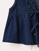 【2色展開】Meridian フリル デニム ペプラムベスト