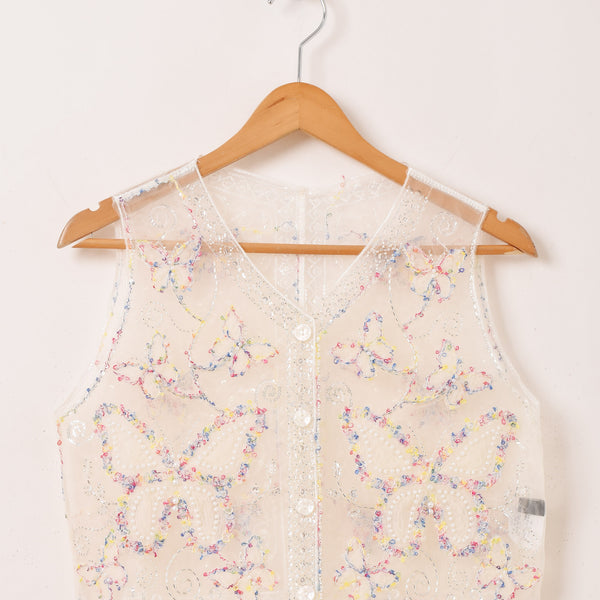 Meridian バタフライ柄 ビーズ刺繍 シアー ベスト – 古着屋Top of the