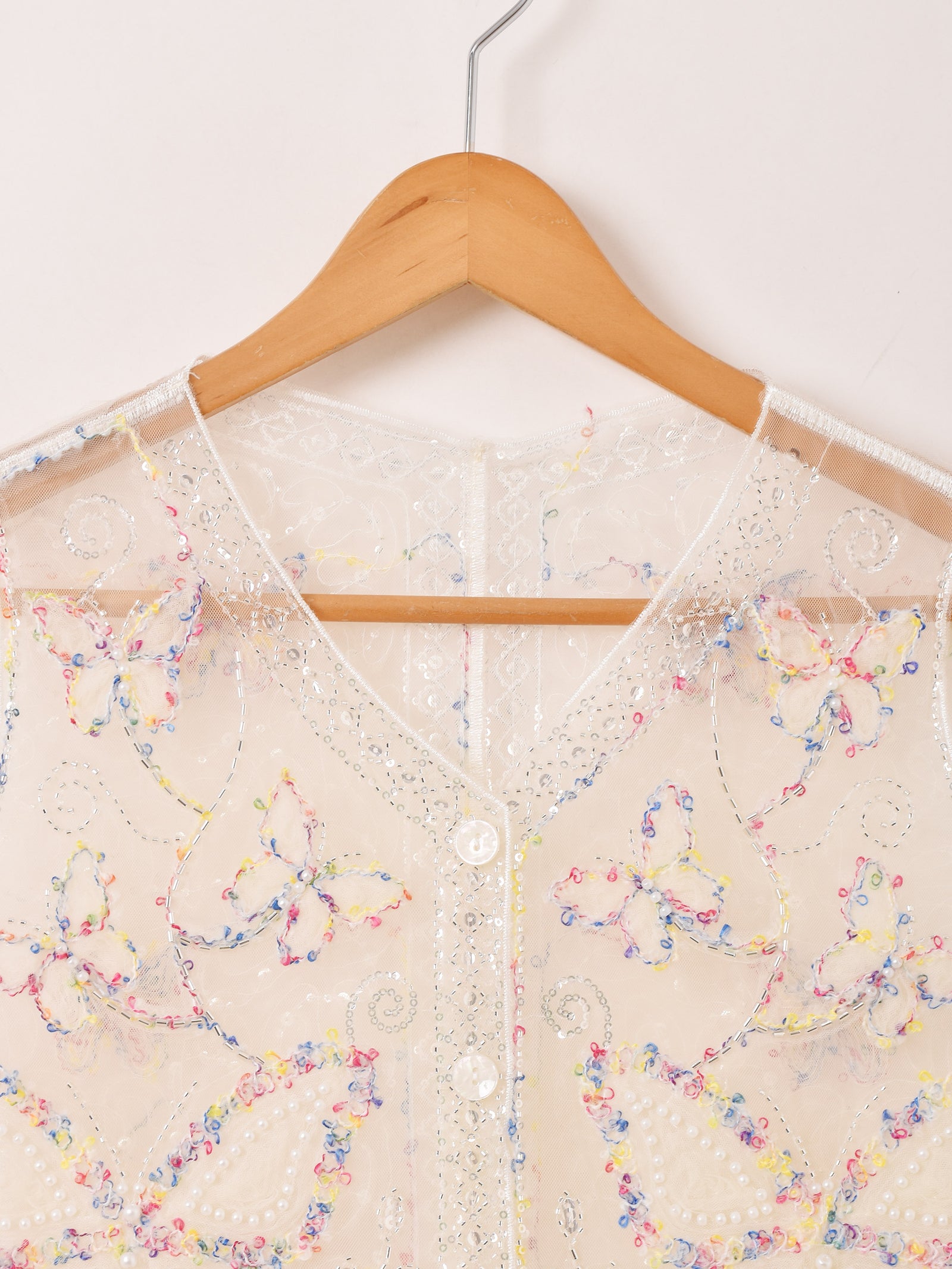 Meridian バタフライ柄 ビーズ刺繍 シアー ベスト – 古着屋Top of the