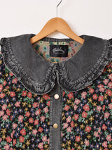 【2色展開】Meridian デニム×ゴブラン ビッグカラー ジャケット