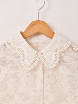 Meridian レース刺繍 シアー 長袖ブラウス