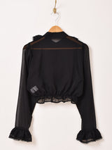 【2色展開】Meridian ラッフル シアー 長袖ブラウス