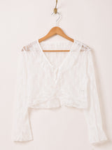 【2色展開】Elcamino レース フリル 長袖ブラウス