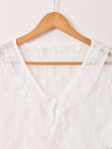 【2色展開】Elcamino レース フリル 長袖ブラウス