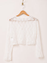 【2色展開】Elcamino レース フリル 長袖ブラウス