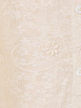 Meridian プリーツカラー 刺繍 長袖ブラウス