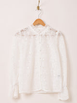 Meridian フラワーカラー 刺繍 長袖ブラウス