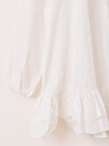 Meridian フラワーカラー フリル 長袖ミニワンピース