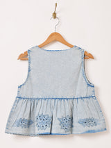 Emerald Motel デニム 刺繍 ペプラムベスト