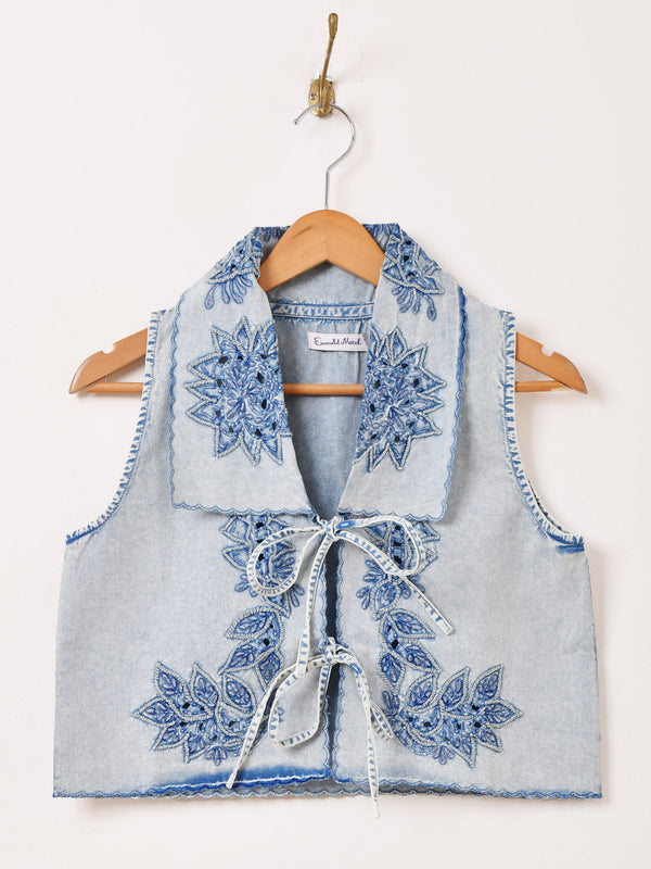 Emerald Motel デニム 刺繍 ノースリーブブラウス – 古着屋Top of the