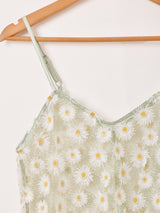 Meridian マーガレット刺繍 レース キャミソールワンピース