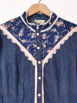 70's Made in USA ”GUNNE SAX" 長袖 デニム プレーリードレス