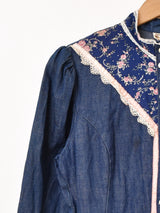 70's Made in USA ”GUNNE SAX" 長袖 デニム プレーリードレス