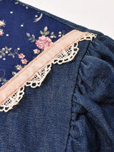 70's Made in USA ”GUNNE SAX" 長袖 デニム プレーリードレス