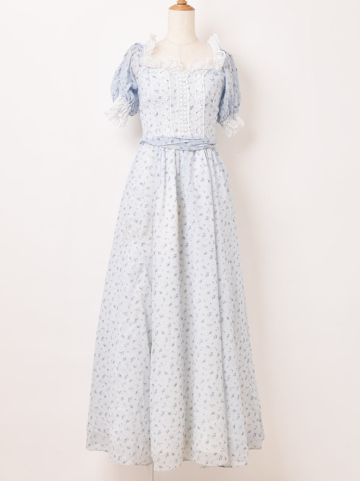 gunnesax ワンピース ヴィンテージ 生成 レディース 古着 70s USA製 GUNNE SAX フラワー ボタニカル