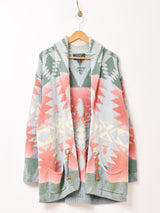 ”POLO COUNTRY” Native Pattern Shawl Collar Cardigan