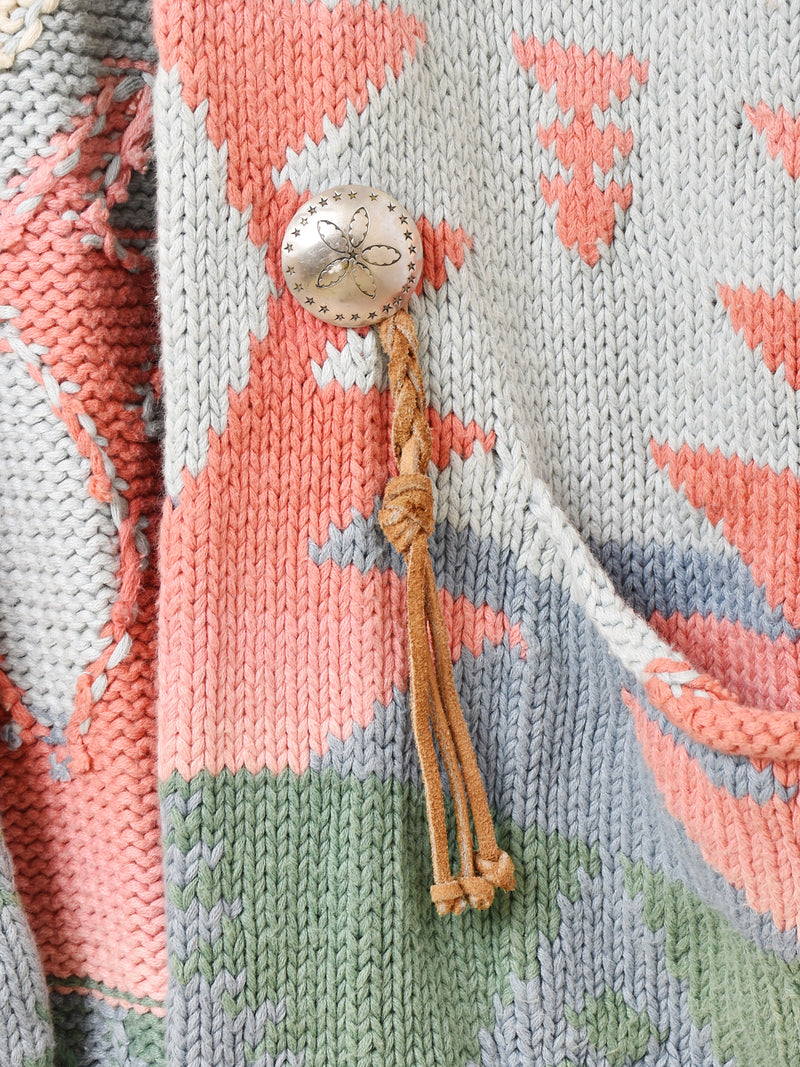 ”POLO COUNTRY” Native Pattern Shawl Collar Cardigan