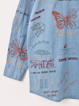 Emerald Motel ヴィンテージ風 刺繍 長袖 ダンガリーシャツ