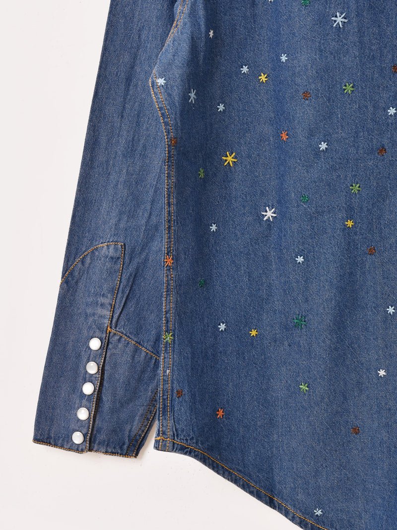 Emerald Motel フラワー 刺繍 ウエスタン デニムシャツ – 古着屋Top of