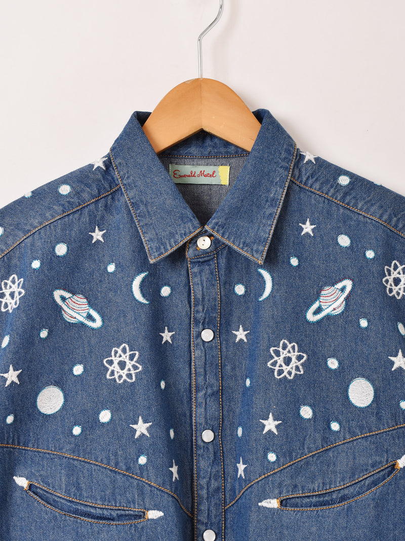 Emerald Motel スペース柄 刺繍 ウエスタン デニムシャツ – 古着屋Top