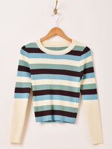 【2色展開】Meridian マルチボーダー柄 セーター