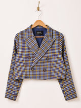 【2色展開】Meridian チェック柄 ショート テーラードジャケット