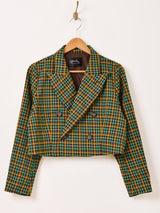 【2色展開】Meridian チェック柄 ショート テーラードジャケット