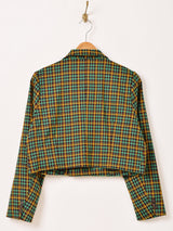 【2色展開】Meridian チェック柄 ショート テーラードジャケット