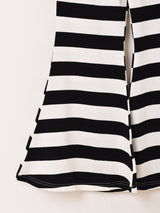 【2色展開】Meridian ボーダー柄 フレアパンツ