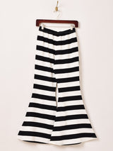 【2色展開】Meridian ボーダー柄 フレアパンツ