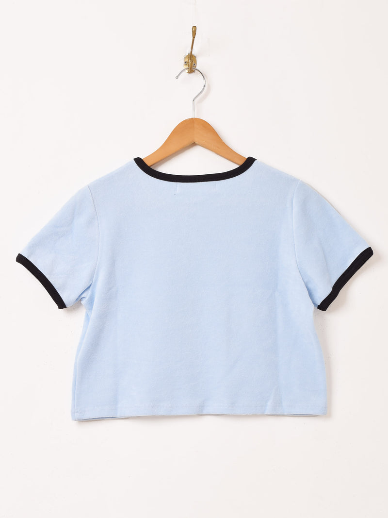 【2色展開】Elcamino パイル生地 プリント リンガーTシャツ