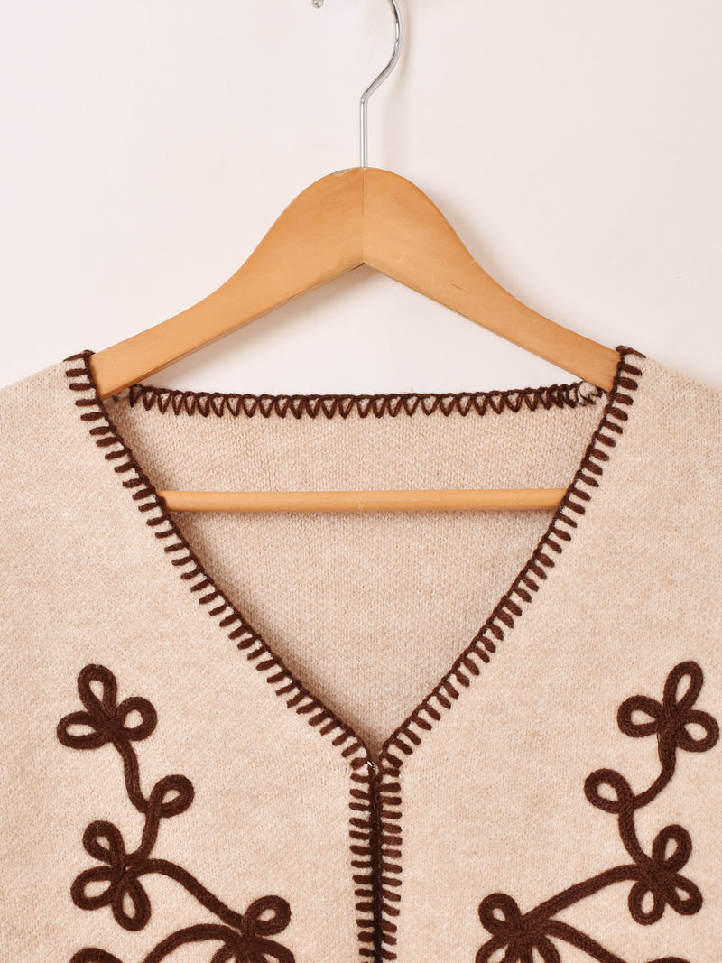 【2色展開】Meridian テープ刺繍 カーディガン