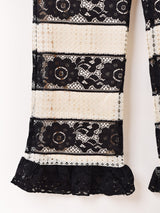 【2色展開】Meridian ボーダー柄 フリル レースパンツ