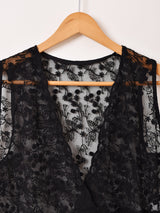 【2色展開】Meridian 花柄 チュール ノースリーブワンピース