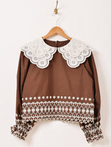 【2色展開】Meridian レースカラー 長袖トップス