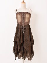 【2色展開】Meridian デニム レースアップ キャミソールワンピース