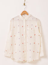 Emerald Motel フラワー刺繍 長袖シャツ