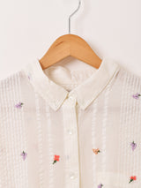 Emerald Motel フラワー刺繍 長袖シャツ