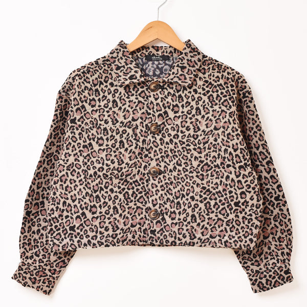 Meridian レオパード柄 クロップド ゴブラン織りジャケット – 古着屋