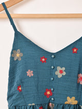 【2色展開】Meridian 花柄 刺繍 キャミソールワンピース