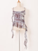 Meridian マーブル柄 アシンメトリー フリル キャミソール