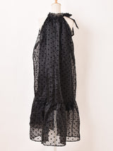 【2色展開】Meridian ドット柄 シアー ノースリーブワンピース