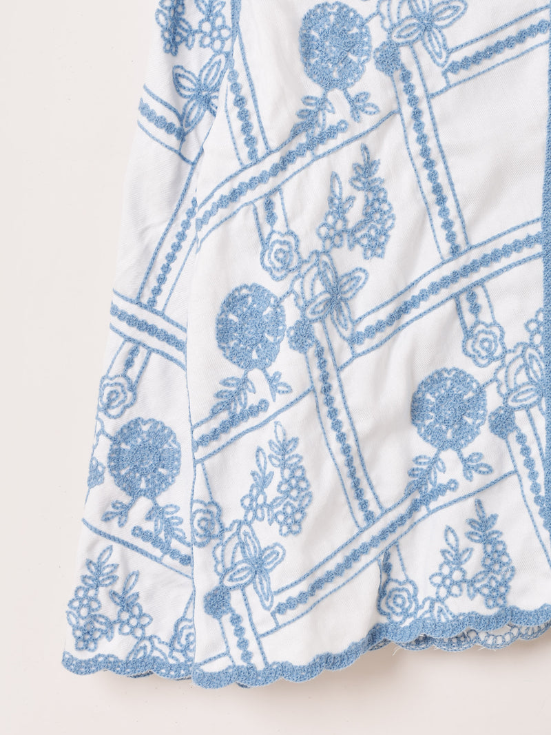 【2色展開】Elcamino フラワー刺繍 長袖シャツ