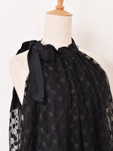 【3色展開】Meridian 花柄 刺繍 シアー ノースリーブワンピース