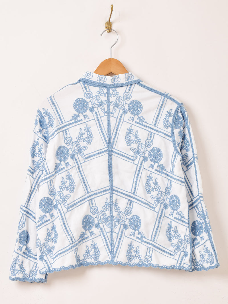 【2色展開】Elcamino フラワー刺繍 長袖シャツ
