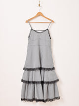 【5色展開】Meridian ギンガムチェック柄 ラッフル キャミソールワンピース